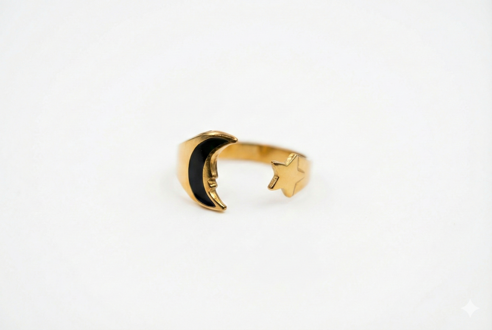 Onyx Crescent Open Ring