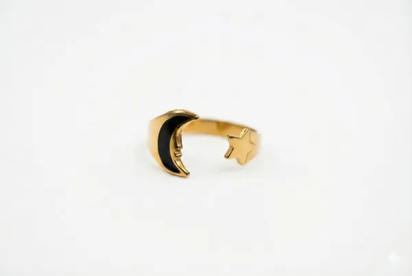 Onyx Crescent Open Ring